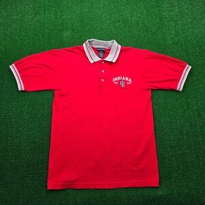 Indiana Hoosiers Polo‎ Shirt Mens Medium Red Vintage NCAA College Sports Casual